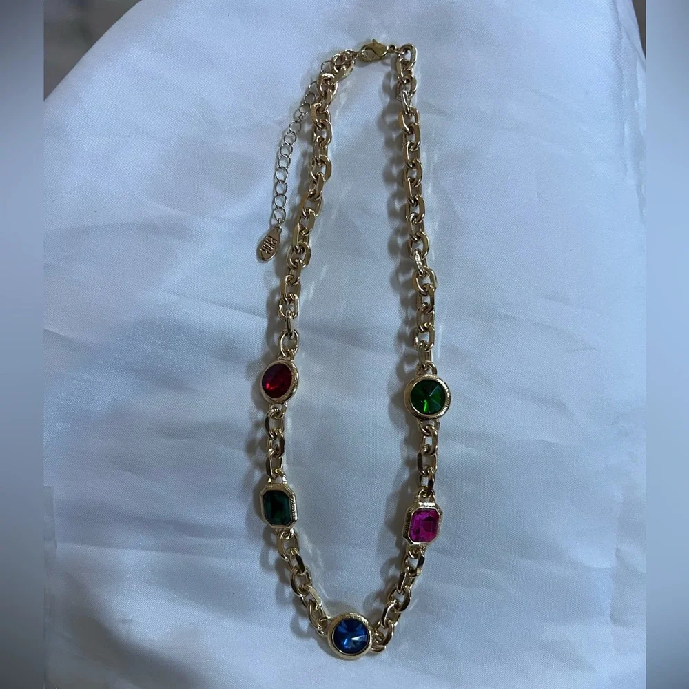 NECKLACE by AQUA Gemstone Gold 16” Chain with Lobster Clasp & 3” Extender NWT - Picture 4 of 13